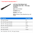 thumbnail image 2 of Left Outer Side Window Seal - Compatible with 1984 - 1996 Jeep Cherokee 1985 1986 1987 1988 1989 1990 1991 1992 1993 1994 1995, 2 of 2