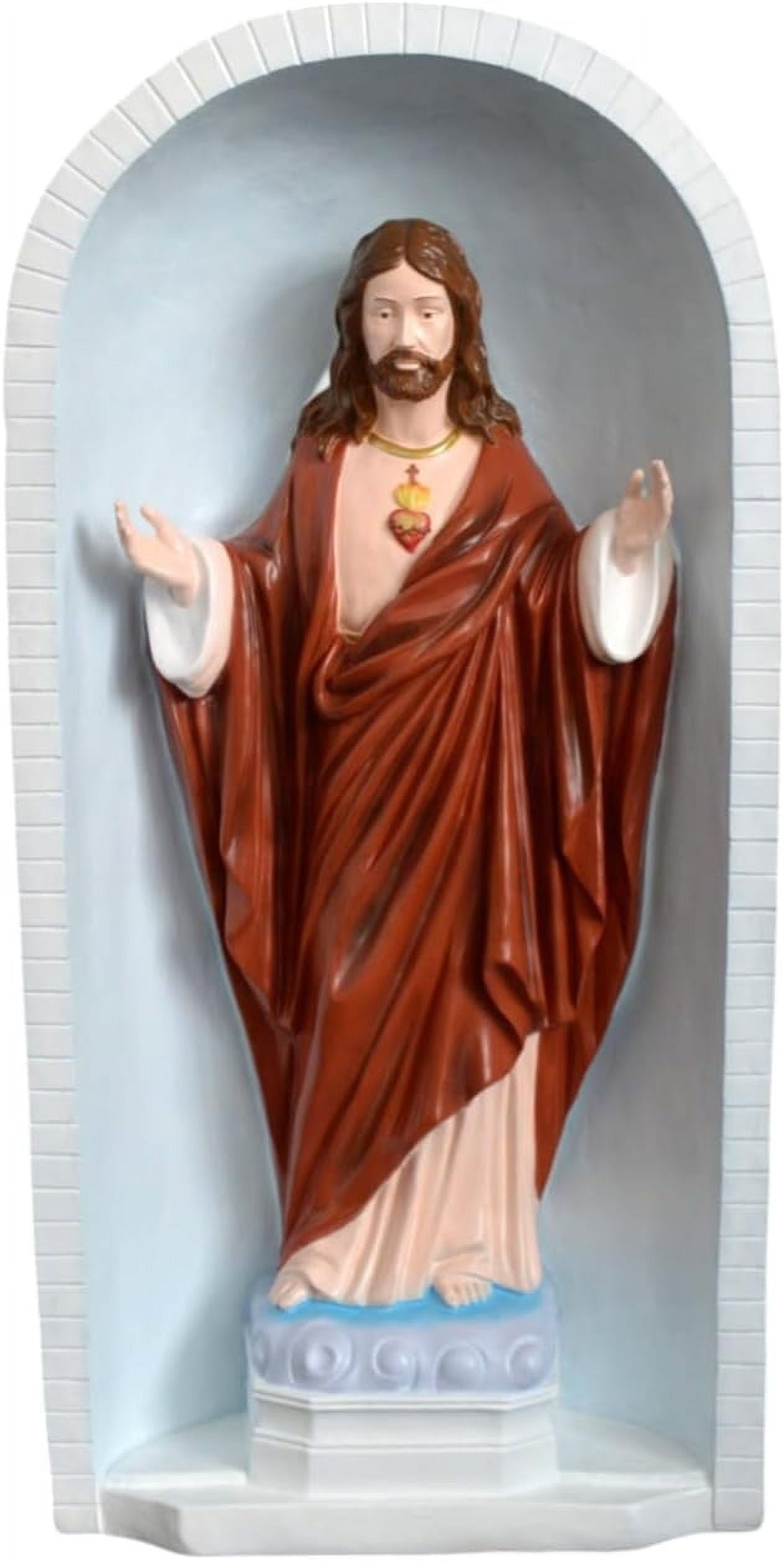 Jesus The Sacred Heart Grotto and Statue, One-Piece, Garden Statue, 36" Height