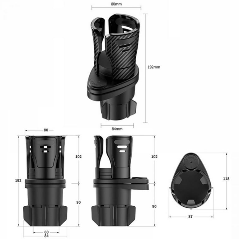Global Phoenix 2 In 1 Car Cup Holder Extender Adapter Dual Cup Mount  Organizer Holder For Most 20 oz Up To 5.9 Coffee Drinking Bottles