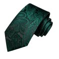 thumbnail image 5 of Hi-Tie Green and Black Paisley Silk Ties for Men Pocket Square Cufflinks for Wedding Party, 5 of 7