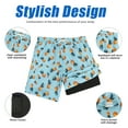 thumbnail image 3 of Ponceau Mens Trunks Mens Board Shorts Swimwear Mens Swim Trunks with Compression Liner Pineapple light blue XL, 3 of 7
