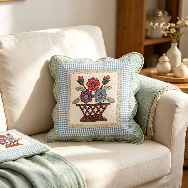 17.72x17.72in Cottons Floral Farmhouses Throw Pillow Cover Vintage Botanical Cushion Case With Hidden Zipper Easys Install For Sofa Couch Bedroom