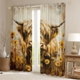 thumbnail image 2 of Manfei Rustic Highland Cow Curtains Pack of 2 (42x84 Each),Country Floral Sunflower Curtains Blackout,Farm Animal Bedroom Curtains For Girls Boys,Luxury Bedroom Decor, 2 of 6