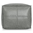 thumbnail image 3 of Simpli Home Brody 18 inch Wide Boho Square Pouf in Distressed Grey Vegan Faux Leather, 3 of 8