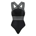 thumbnail image 2 of KelaJuan Sexy One-piece Swimsuit, Cross Shoulder Straps Beachwear, Women Solid Color Swimwear, 2 of 6