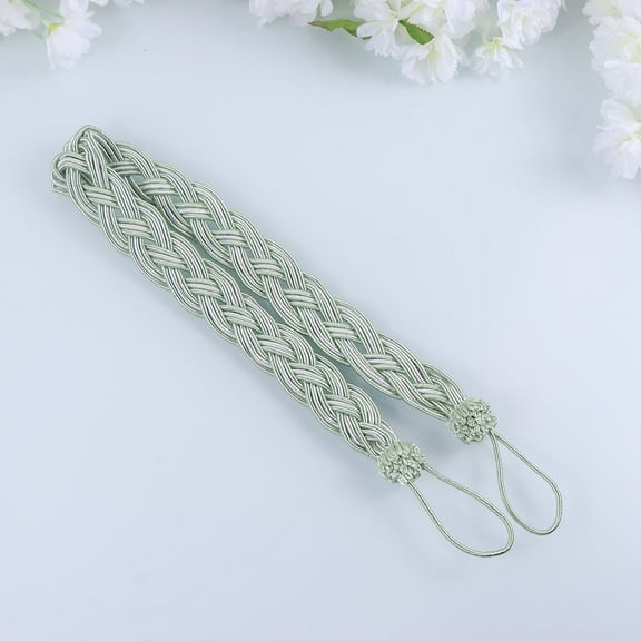 PENIKOKO 2-Pack Light Green Curtain Tiebacks Woven Decorative Curtain Holdbacks for Balcony and Window Drapes