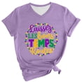 thumbnail image 2 of BOOMILK Mardi Gras Shirts for Women Casual Letter Graphic Tees V Neck Short Sleeve T-shirt Gift Summer Tops Plus Size, 2 of 5