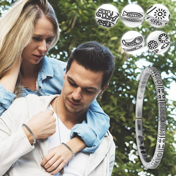 Bracelet Men's Retro Totem Solid Bracelet Fashion Ethnic Style Cupronickel Plated Open Bracelet