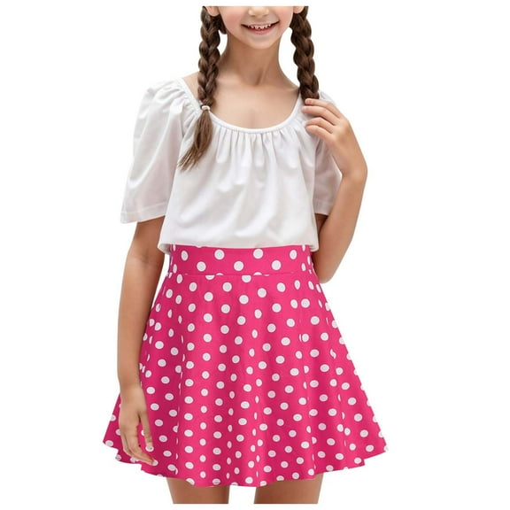 FYDUU Girls Sequin Party Skirts Girls Polka Dot Mini Skirt Kids Vintage 50's Versatile Stretchy Flared Casual Skater Skirts Daily Leisure Skirt 3-4 Years