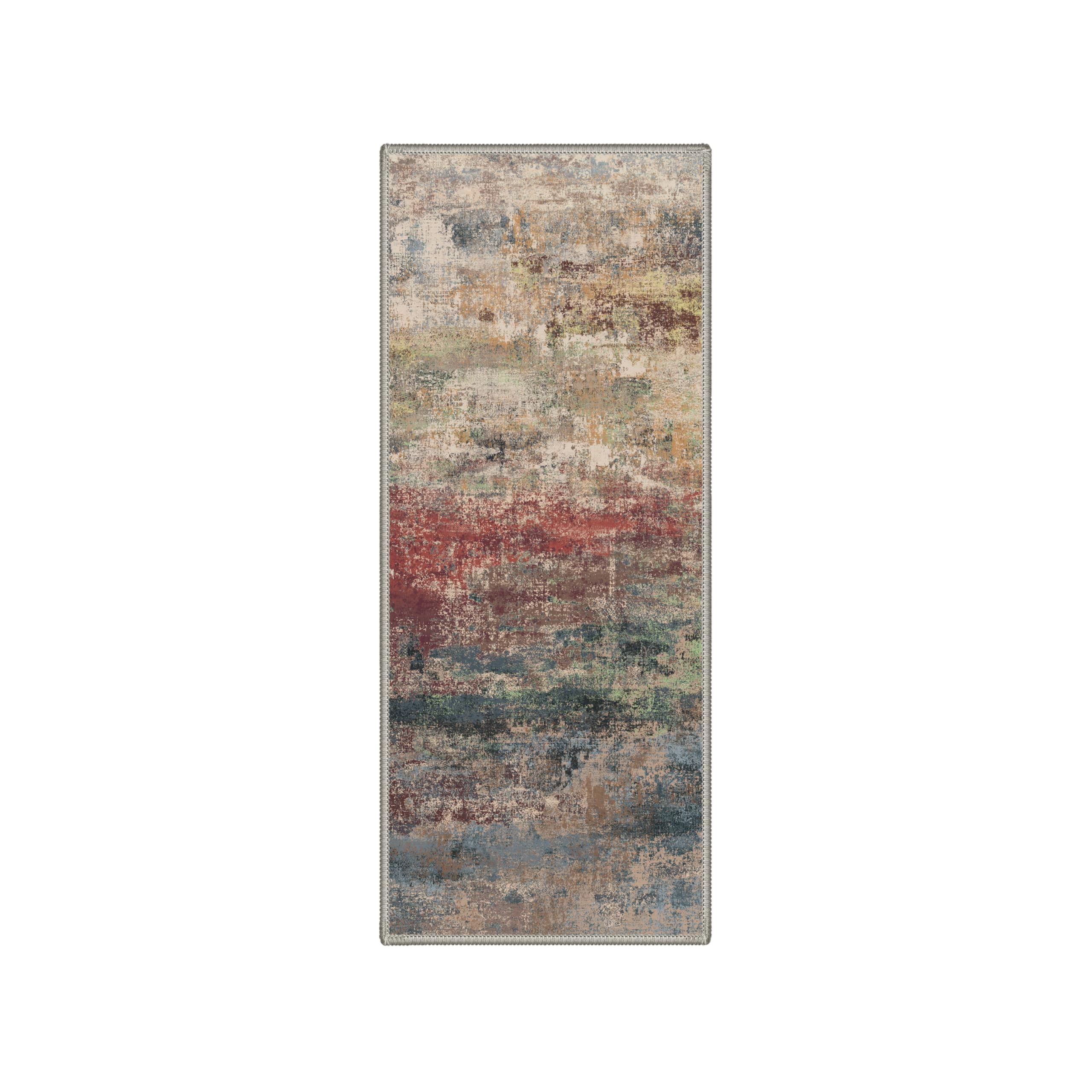 Runner Rug Non Slip 2x7  Washable For Hallways Kitchen Abstract Modern Rugs Low Pile Lightweight Carpet Runners Entryway Bedroom Laundry Bloom Red