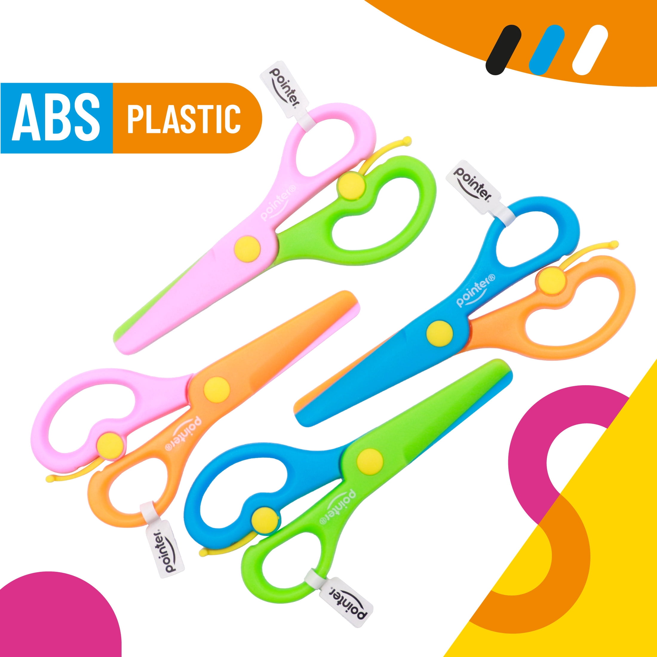 Pointer BlendColor Safety Scissors, 5 inch, Blunt Tip, ABS Plastic, Assorted Colors, 24 Count
