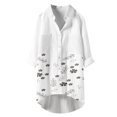 thumbnail image 1 of Blusa con bolsillo y estampado de solapa con botones de manga larga informal para mujer Pompotops FGAJ20573, 1 of 5