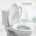 thumbnail image 4 of Elongated Toilet Seat,Slow Close Toilet Seat with Toddler Seat Built in, Potty Training Toilet Seat Round Fits Both Adult and Child, with Soft Close and Magnets- white, 4 of 8