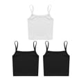 thumbnail image 3 of Manyakai Kids Girls 3 Pack Solid Color Ribbed Camisole Undershirt Sleeveless Sports Dance Tank Vest Black&Black&White L, 3 of 4