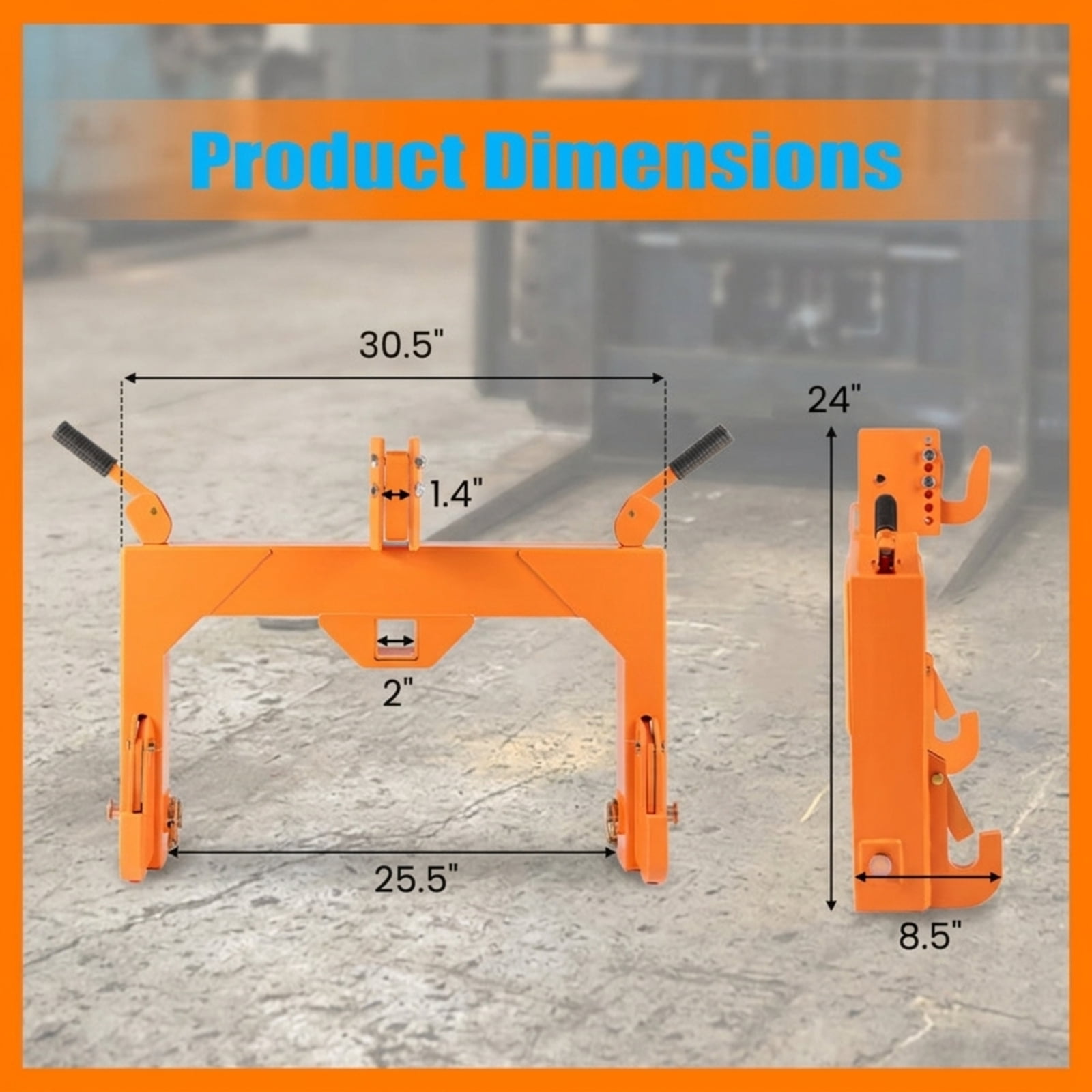 Biotree Category 1 3-Point Quick Hitch 3000 LBS, No-Weld Tractor Hitch with 5-Level Top Hook and 2" Receiver for Farm Attachments, Black Orange