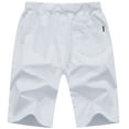 thumbnail image 2 of Tyhengta Mens Shorts Casual Sports Drawstring Zipper Pockets Elastic Waist White 34, 2 of 8