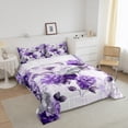 thumbnail image 3 of Chic Floral King Comforter Set Women Hydrangea Flower Bedding Set King,Purple Ombre Bedding Comforter Sets Gradient Oil Painting Duvet Set,Vintage Watercolor Quilted Comforter, 3 of 7