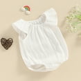 thumbnail image 3 of BemeyourBBs Baby Girl Bubble Romper Newborn Flying Sleeveless Bodysuit Solid Cotton Linen Jumpsuit 3 6 12 18 24 Month Clothes, 3 of 7