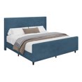 thumbnail image 4 of High Headboard King Size Corduroy Bed Frame with Vertical Stripe Wingback and High Footboard, Platform Bed with Wooden Bed Frame and Metal Legs (Blue), 4 of 8