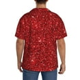 thumbnail image 5 of Fotbe Red Glitter print Short Sleeve Button Down Shirts for Men Casual Summer Beach Wrinkle Free Shirt-Medium, 5 of 7
