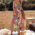 thumbnail image 2 of 70s Retro Abstract Liquid Swirl Pattern Sleeveless Dress Long dress Casual dresses, 2 of 4