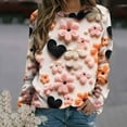 thumbnail image 2 of 50% Up Clearance, Heart Printed Tops for Women Long Sleeve Fashion 3D Graphic Sweatshirt Casual Valentines Gift Crew Neck Tee Shirt (Small, White 01), 2 of 4