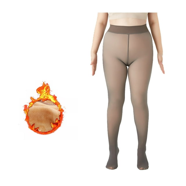 Fleece Lined Tights Women Plus Size Translucent Fleece Pantyhose Winter