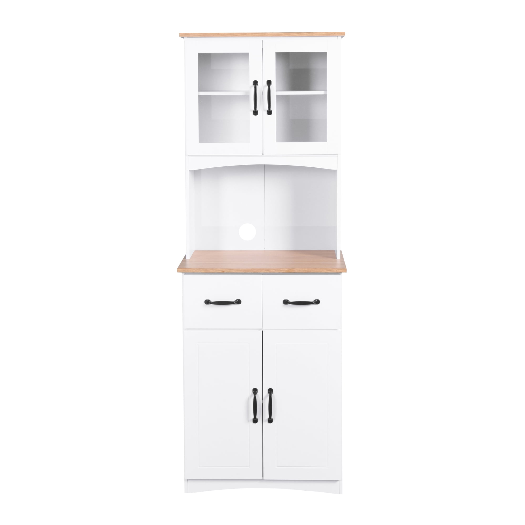 Noble House 66.9" Kitchen Pantry Cabinet with Drawers and Microwave Stand, White