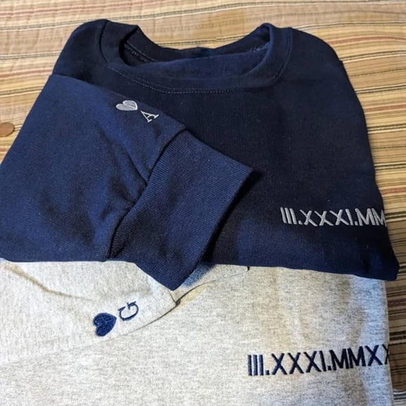 Custom Embroidered Roman Numeral Matching Hoodie Couples Gift Anniversary Gift Valentine's Day