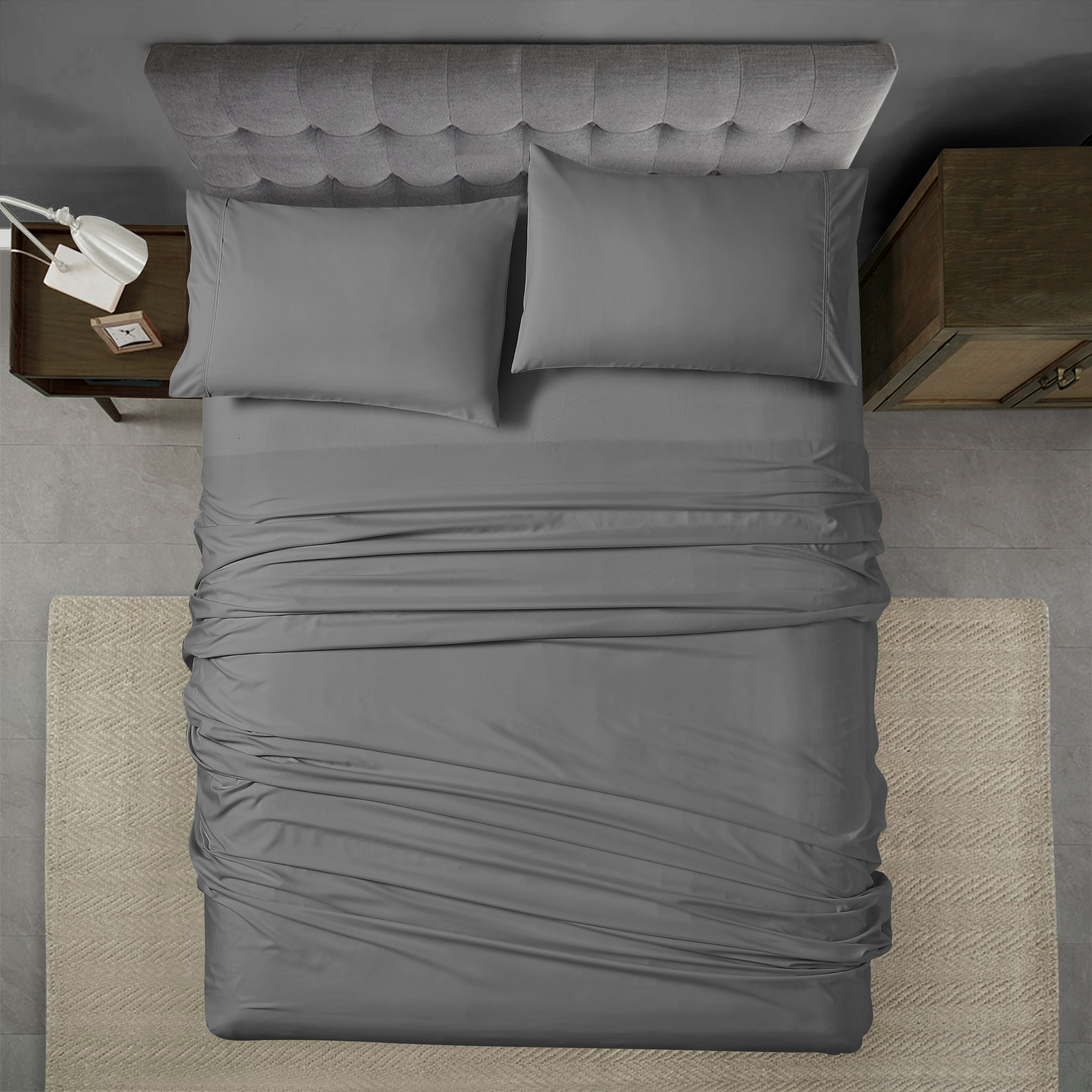 Swift Home Basic Ensemble de draps 3 pièces format lit simple, ultra doux, poches profondes, entretien facile, ensemble de literie, gris