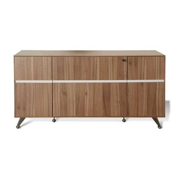 Unique Furniture Credenza With File And Drawer In Walnut And White Walmart Com Walmart Com