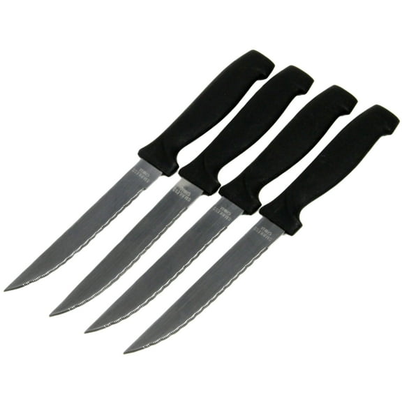 Chef Craft Select Steak Knife Set, 4.5 inch Blade 8.25 inch in Length 4 Piece Set, Stainless Steel/Black