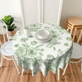 thumbnail image 5 of Spring Sage Green Floral Tablecloth Round 70 x 70 Inch Chioniserie Flowers Table Cloth Polyester Fabric Vintage Farmhouse Table Cover for Kitchen Party Dining Picnic Outdoor Decor, 5 of 6