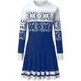 thumbnail image 4 of Lanhui Women Casual Round Neck Christmas Deer Snowflake Print Long Sleeve Mini Dress, 4 of 5