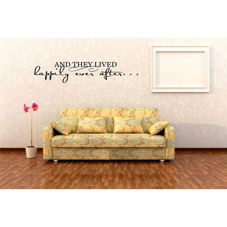 Family They Lives Happily Ever After Cute Love Wall Decal Decoration They Lived Happily Ever After Cute Typography Lasts Years and Easily Removable - Size: 3 In(W) x 10 In(H)