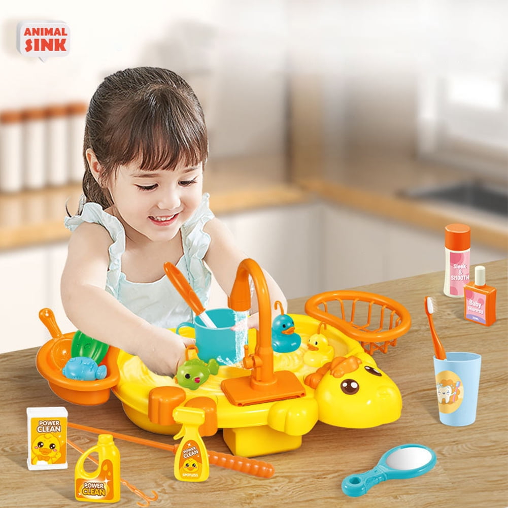 CSCHome Kids Toys Electric Cycle out of the Water Fishing Table Can Wash Dishes Wash Dishes Wash Washing House Toys(Crab fishing platform)