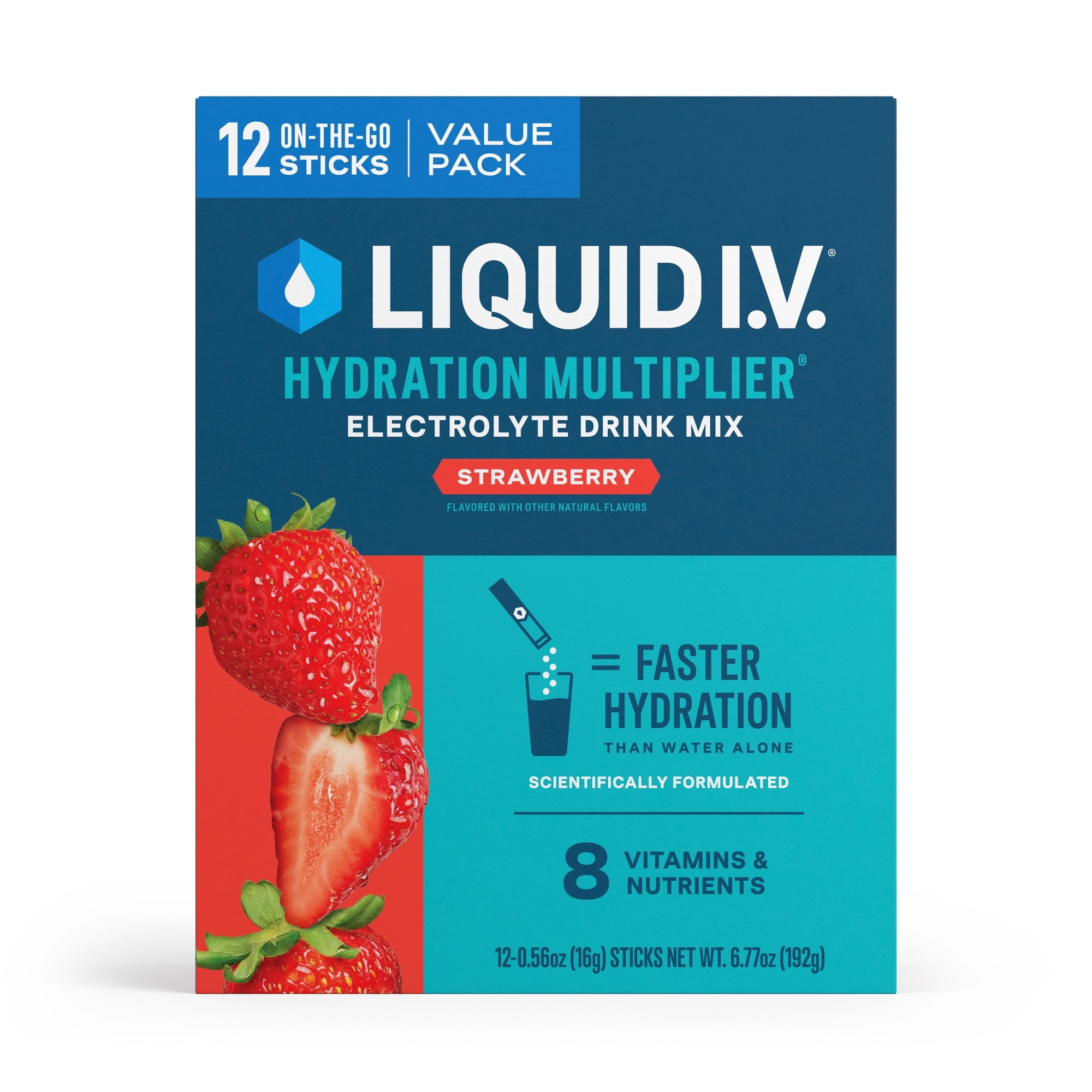 Liquid I.V.® Strawberry Hydration Multiplier® Powdered Electrolyte Drink Mix, 12 Count Packets