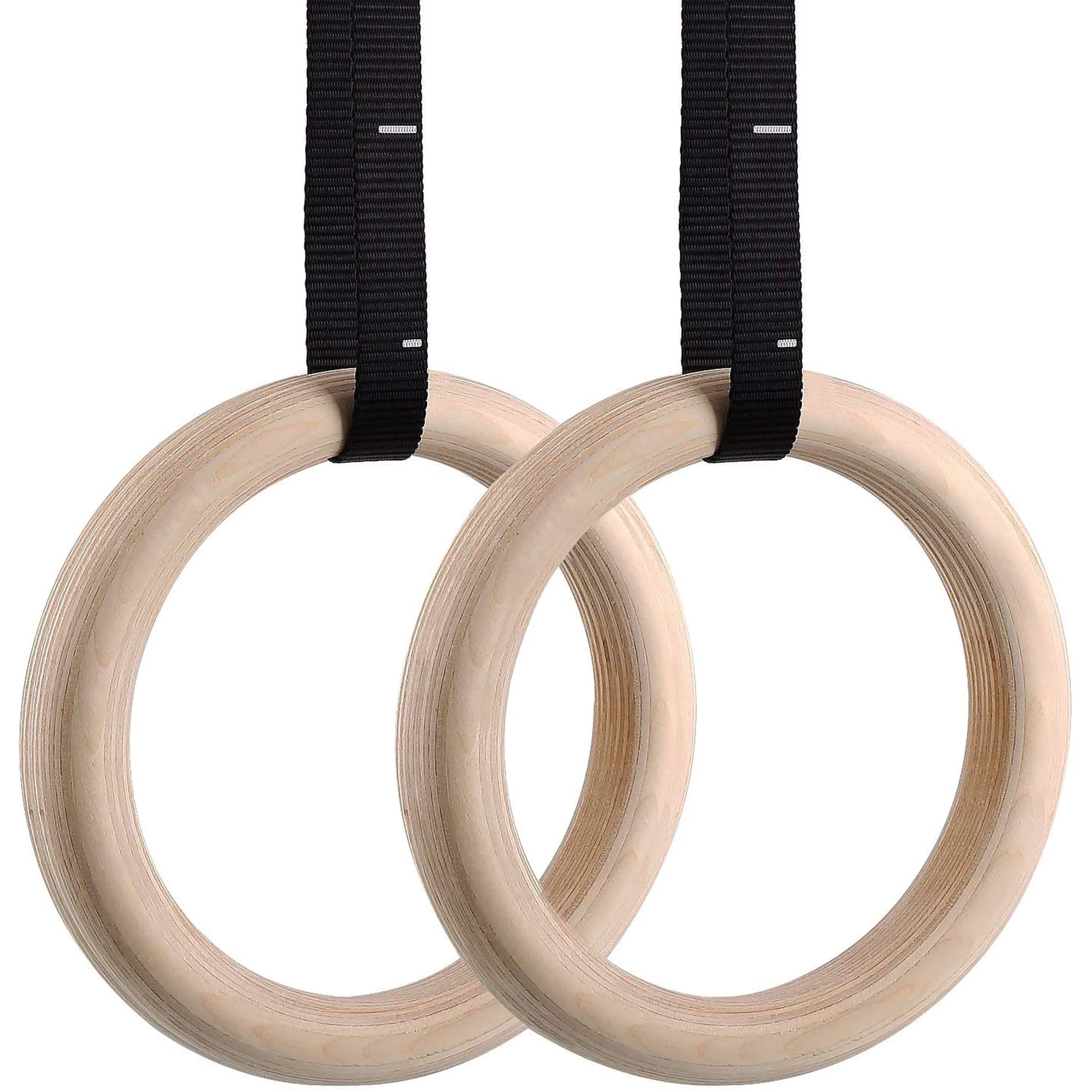 SPRING PARK Gym Rings, Birch Gymnastic Rings,Heavy Duty Gym Equipment for Cross-Training Workout, Strength Training, Gymnastics, Fitness, Pull Ups and Dips