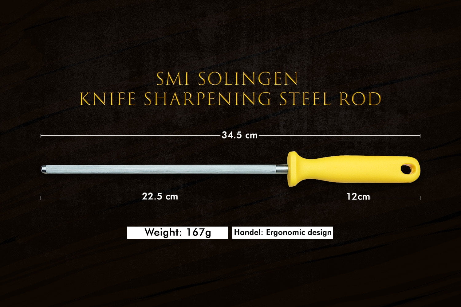 SMI 9 inch Knife Honing Steel Solingen Germany Sharpening Steel Rod Kitchen Knife Sharpener