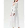 thumbnail image 3 of xiaxaixu Femmes Robes de Plage Longue Robe Manches Longues Épaule Couleur Unie / Robe Florale, 3 of 7
