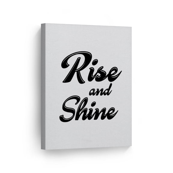 Smile Art Design Rise and Shine Black and White Modern Lettering Glam Fashion Canvas Wall Art Print Office Bathroom Teen Girls Room Women Dorm Bedroom Living Room Wall Decor Ready to Hang 12x8