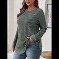 thumbnail image 4 of Camisas de Larga para Mujer, Blusas Tipo Túnica para Mujer, Suéteres Básicos Holgados y Elegantes con Cuello Redondo para Mujer. Verde L, 4 of 7