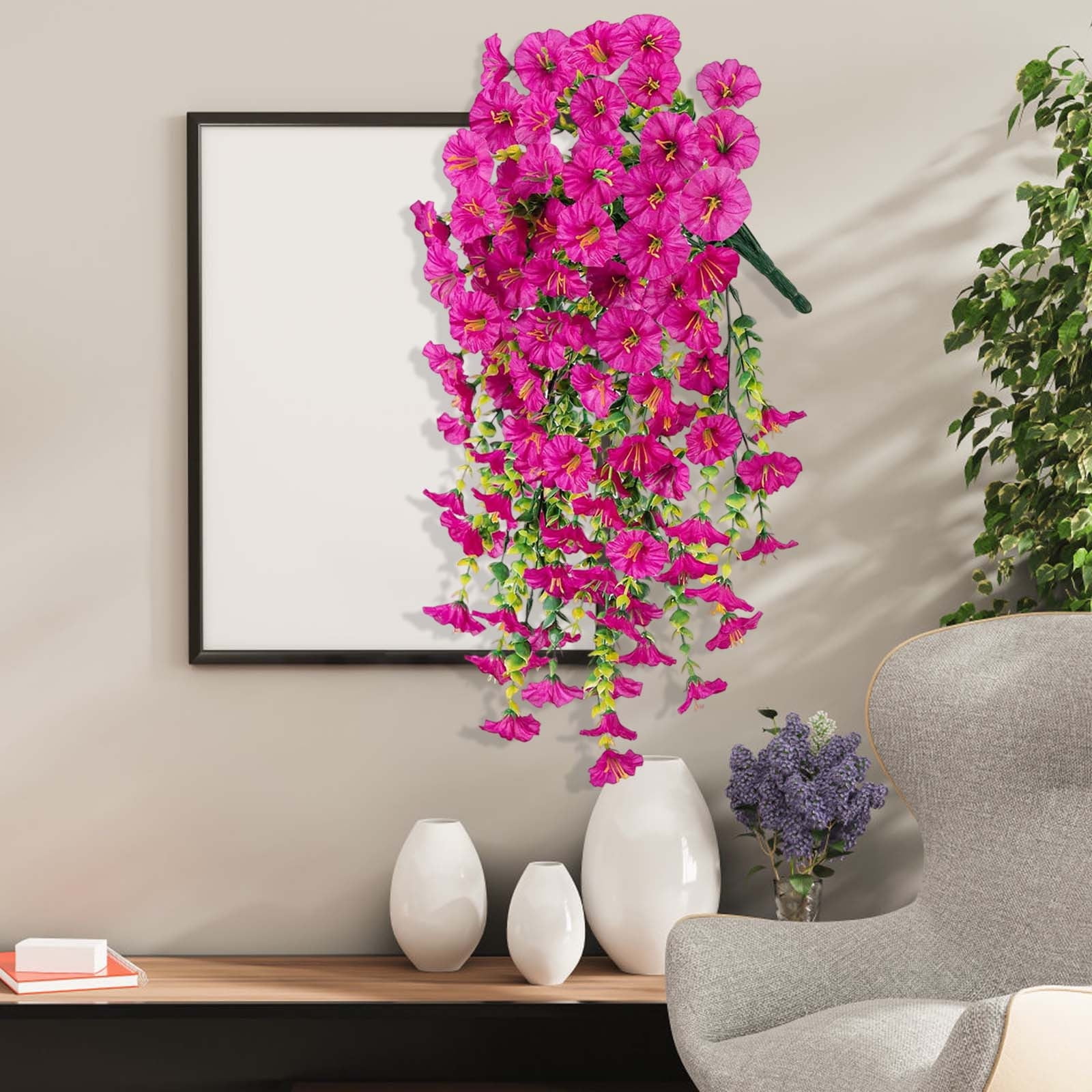 openpig Artificial Flowers for Outdoor Indoor Garden Home Decoration, 6PC Outdoor Garden Realistic Artificial And Morning Wall Hanging Vines