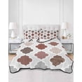 thumbnail image 2 of Quilt King Size Bedding Set, Moroccan Geometric Reversible Summer Quilt 3 Pieces, Vintage Boho Rhombic Pattern Red Gray Lightweight Bedspreads Coverlets with 2 Pillow Shams for All Seasons, 2 of 5