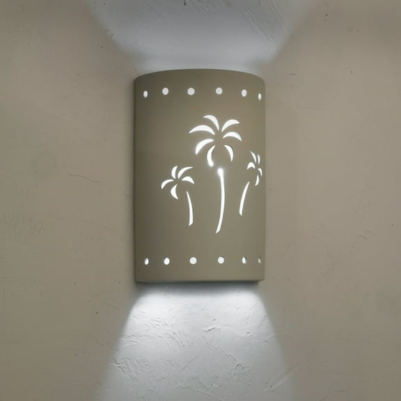 Luxury Lighting Mirage Flats 15" High Ceramic Outdoor, Wall Mount, Cottonwood Painted Finish, 120VAC, LED Bulb Included