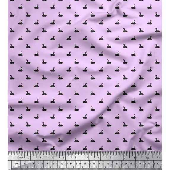 Soimoi Cotton Poplin Fabric Swan Bird Decor Fabric Printed Yard 42 Inch Wide