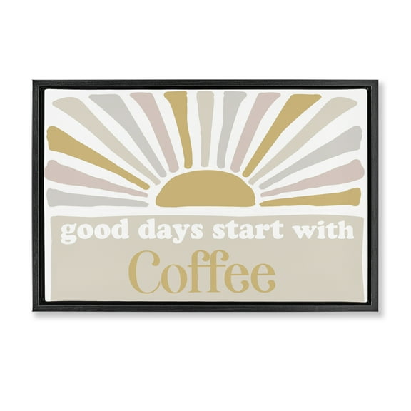 Stupell Industries Good Days Coffee Landscape Painting Black Floater Framed Art Print Wall Art, 25 x 17
