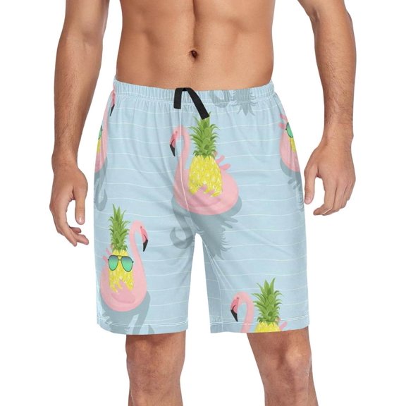 GZHJMY Flamingo Pajama Pants Short for Men, Lounge Pants Lightweight Men Pajama Bottoms with Drawstring Pockets, Christmas New Year Birthday Gifts, X-Large