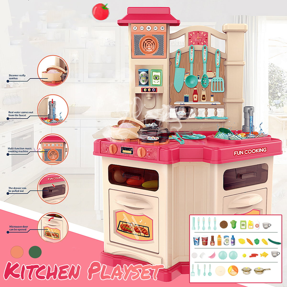 Plastic Kitchenware Toy Toddler  Playset Kids Cooking Pretend Play Set Gift New 