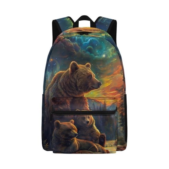 Psesaysky Cosmic Bear Family Art Boys Girls Backpack Knapsack Travel Hunting Daypack